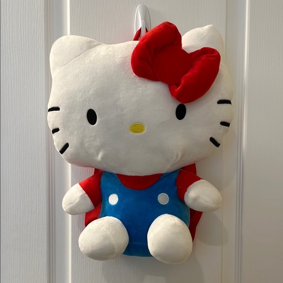 🆕 Hello Kitty Stuffed Plush Backpack Zip Pocket - Picture 1 of 12
